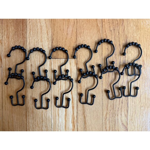 12-Pack Double Shower Curtain Hooks With Beads For Easy Glide - Picture 1 of 1